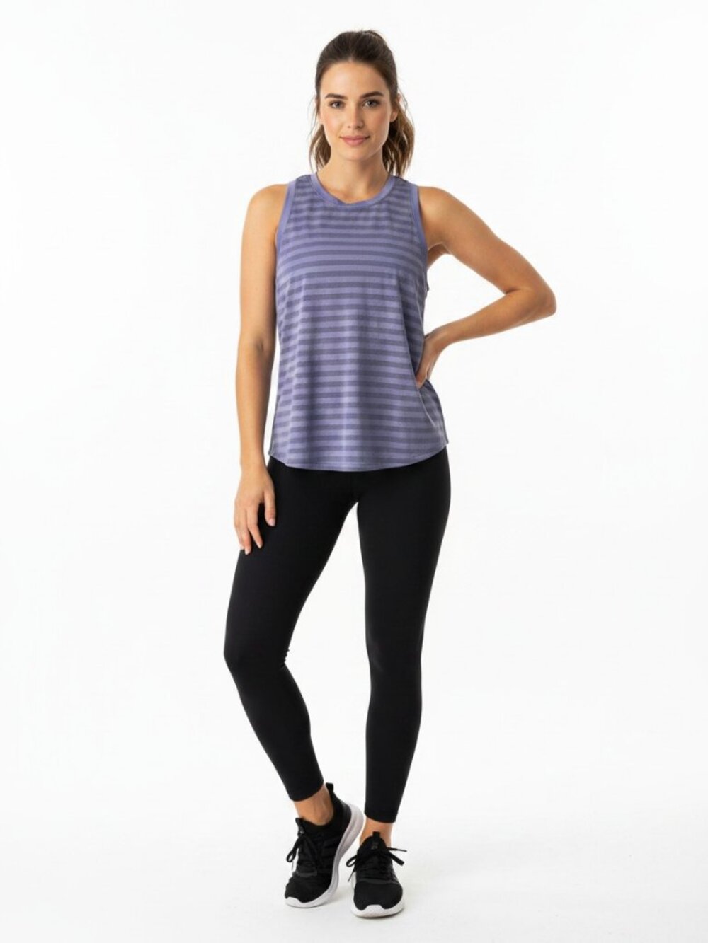 Hurley Purple Striped Athletic Tank Top Stretch Activewear Size L